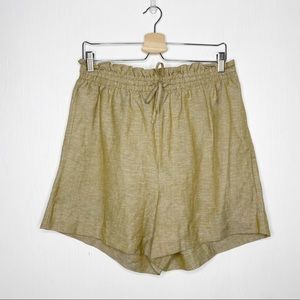 Madewell Linen-Cotton Drawstring Pull-On Shorts in Tan Size Large